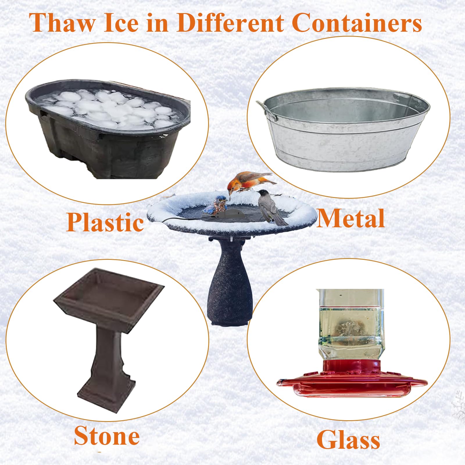 Upgraded Cast Aluminum Bird Bath Heater & Chicken Water Warmer - 150W Submersible Pond Deicer with 9.8FT Waterproof Cord, Teflon Coating & Thermostat Control - Perfect for Winter Bird Baths, Poultry Water Troughs & Small Garden Ponds