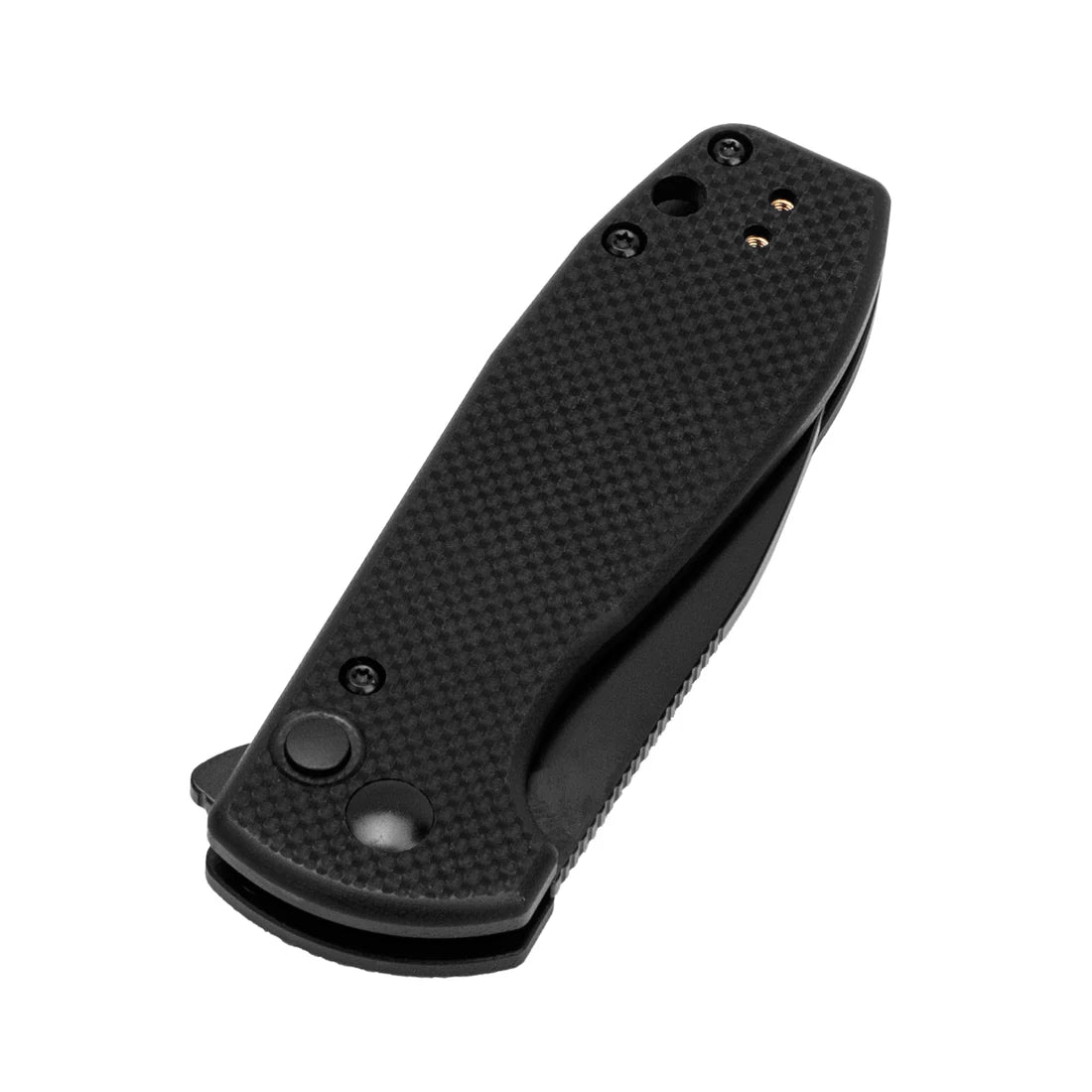 Kizer L3002A1 Amicus Button Lock Flipper Knife - Plain Black Blade & Black G10 Handles - EDC Pocket Knife for Outdoor, Camping, Hiking and Everyday Carry