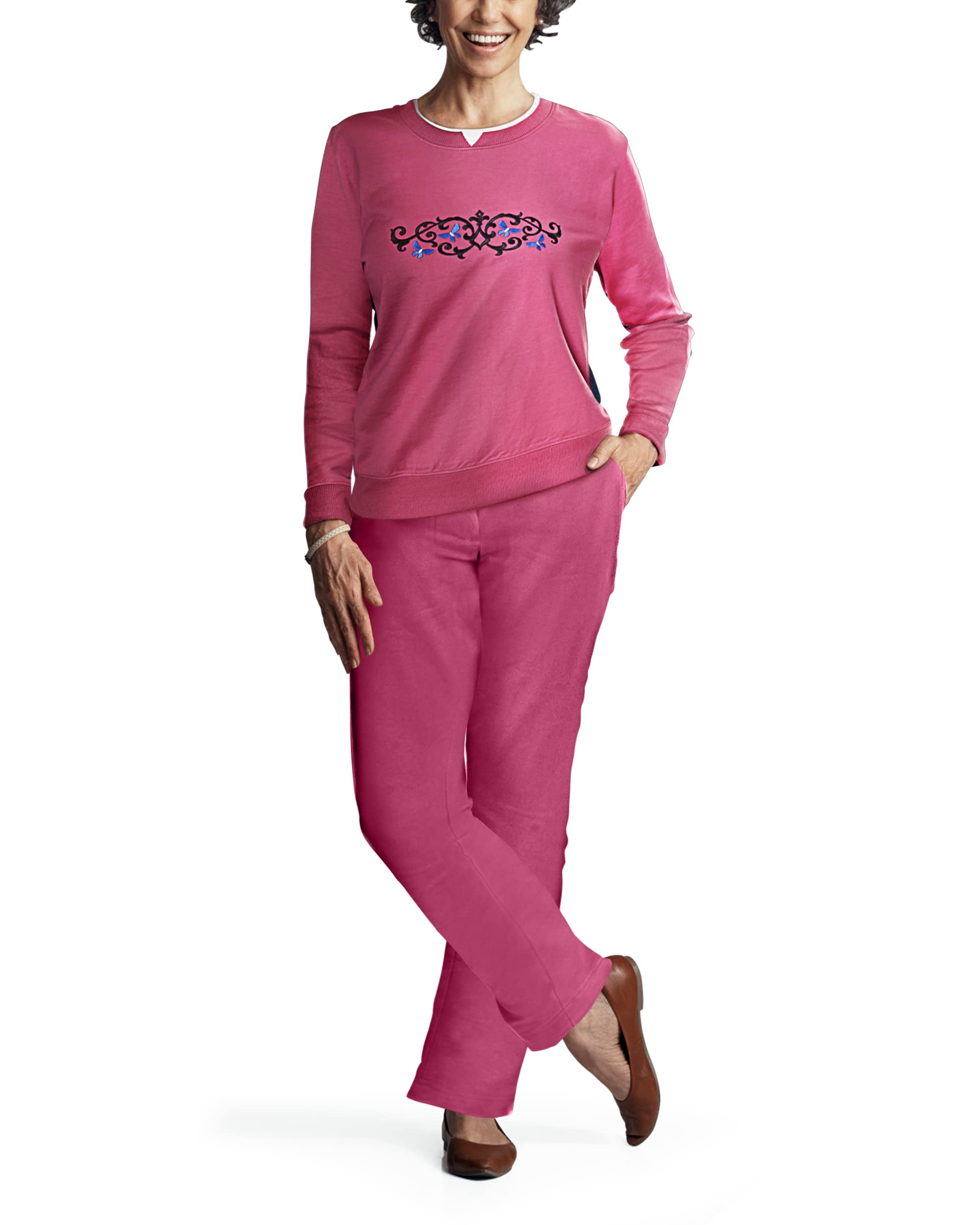 Pembrook Women's 2-Piece Sweatsuit Set - Soft Fleece Embroidered Lounge Outfit for Ladies | Cozy Casual Wear for Home, Gym & Travel