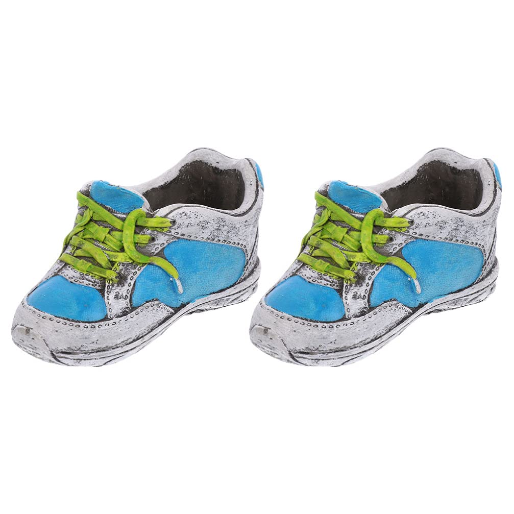 Happyyami Elegant Ceramic Shoe-Shaped Flower Pot Planter for Succulents - Unique Blue Home Decor Gift for Garden, Windowsill & Office Desk