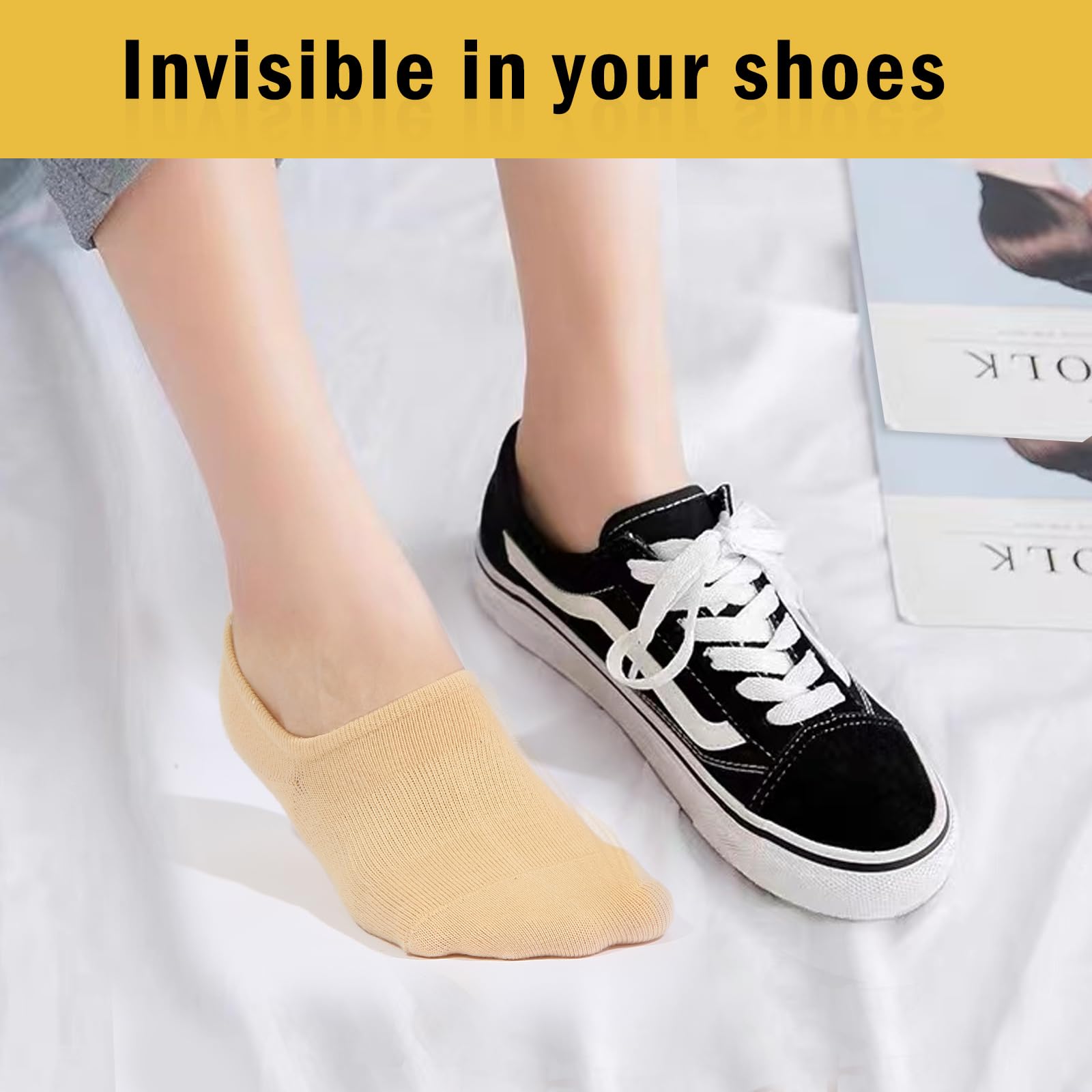 IDEGG No Show Socks for Women & Men - Low Cut Invisible Liner Socks with Anti-Slip Grip for Running, Athletic & Casual Wear - Perfect for Sneakers, Loafers and Boat Shoes