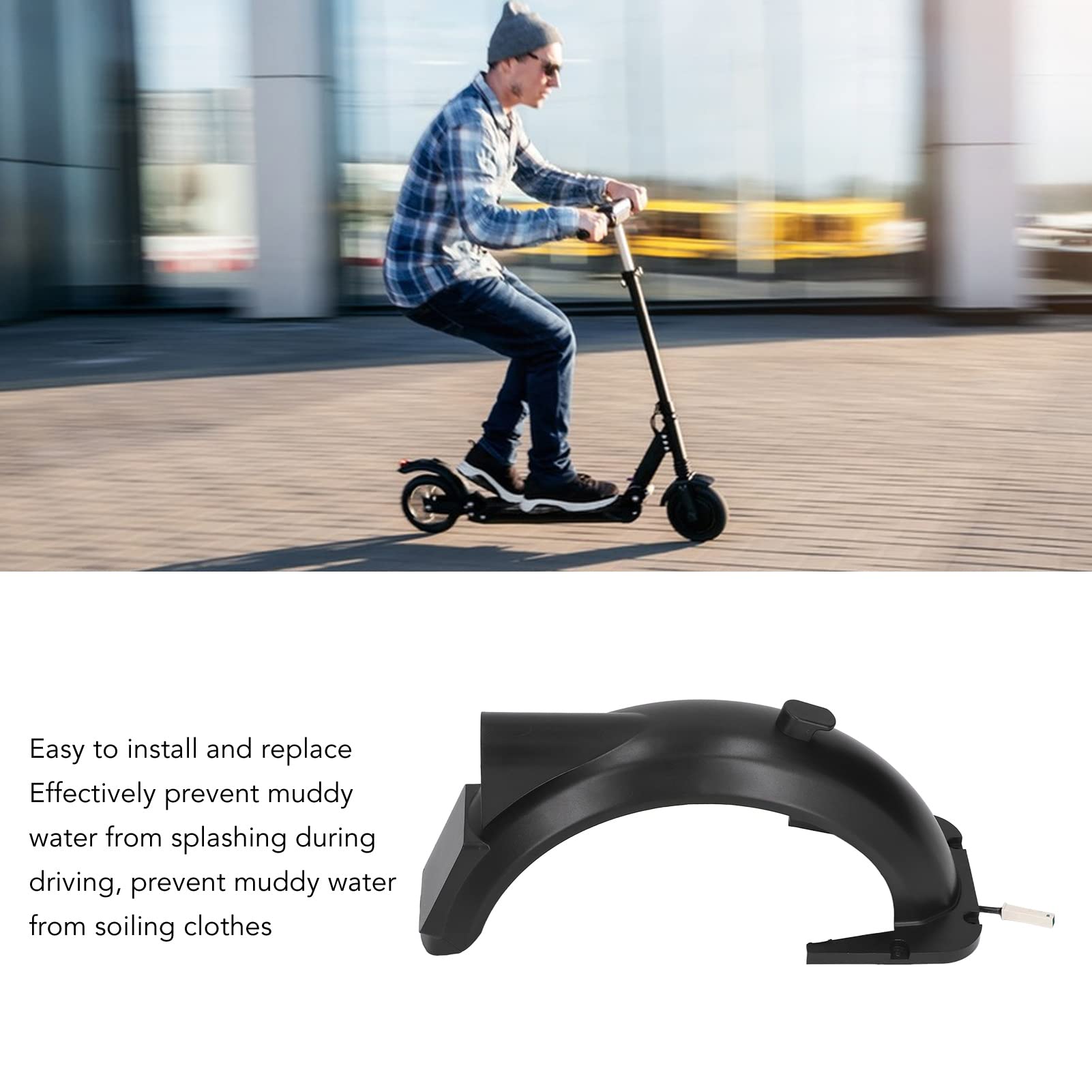 Universal ABS Electric Scooter Rear Fenders with LED Tail Light - Scooter Mudguard Replacement Compatible with Xiaomi M365/G30 Series - Perfect for Commuting & Urban Riding