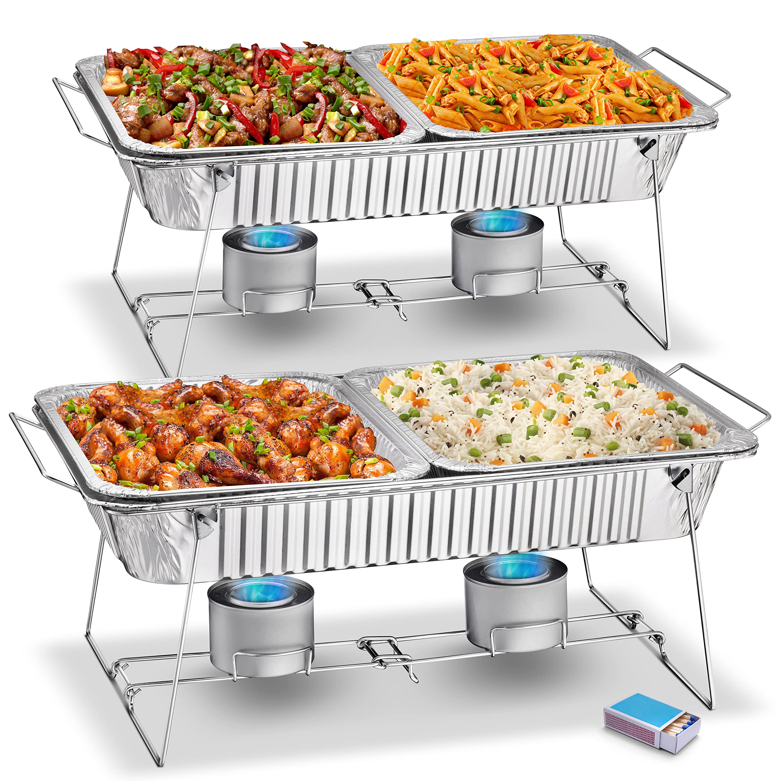 Foldable Chafing Wire Rack Buffet Stand - 6 Pack Full Size Stainless Steel Food Serving Racks for Catering, Buffet & Party Events | Perfect for Banquets, Weddings, and Holiday Gatherings
