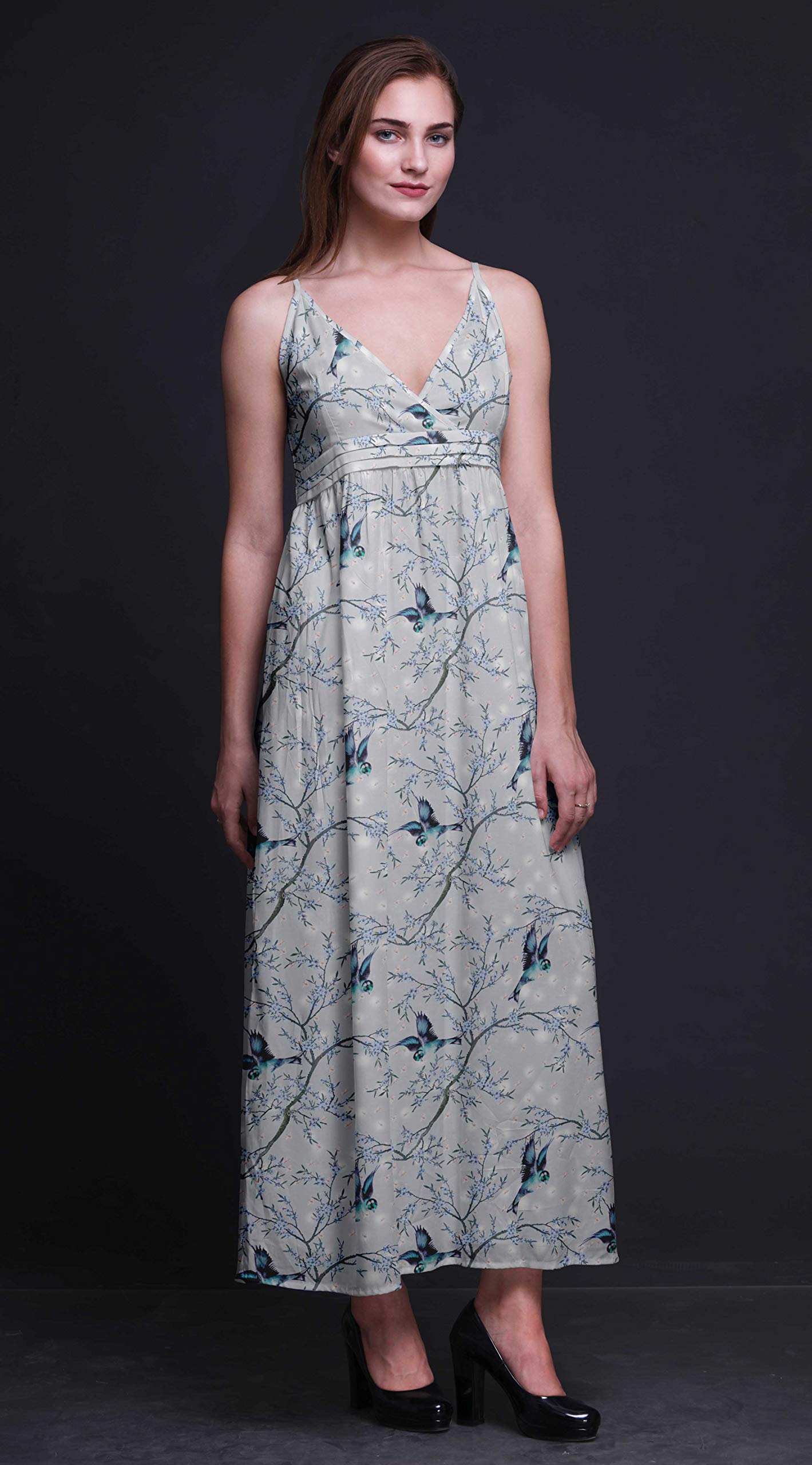Bimba Women's Printed Sleeveless Bohemian Maxi Dress - Strappy Summer Beach Cover Up for Vacation, Pool Party & Tropical Getaway