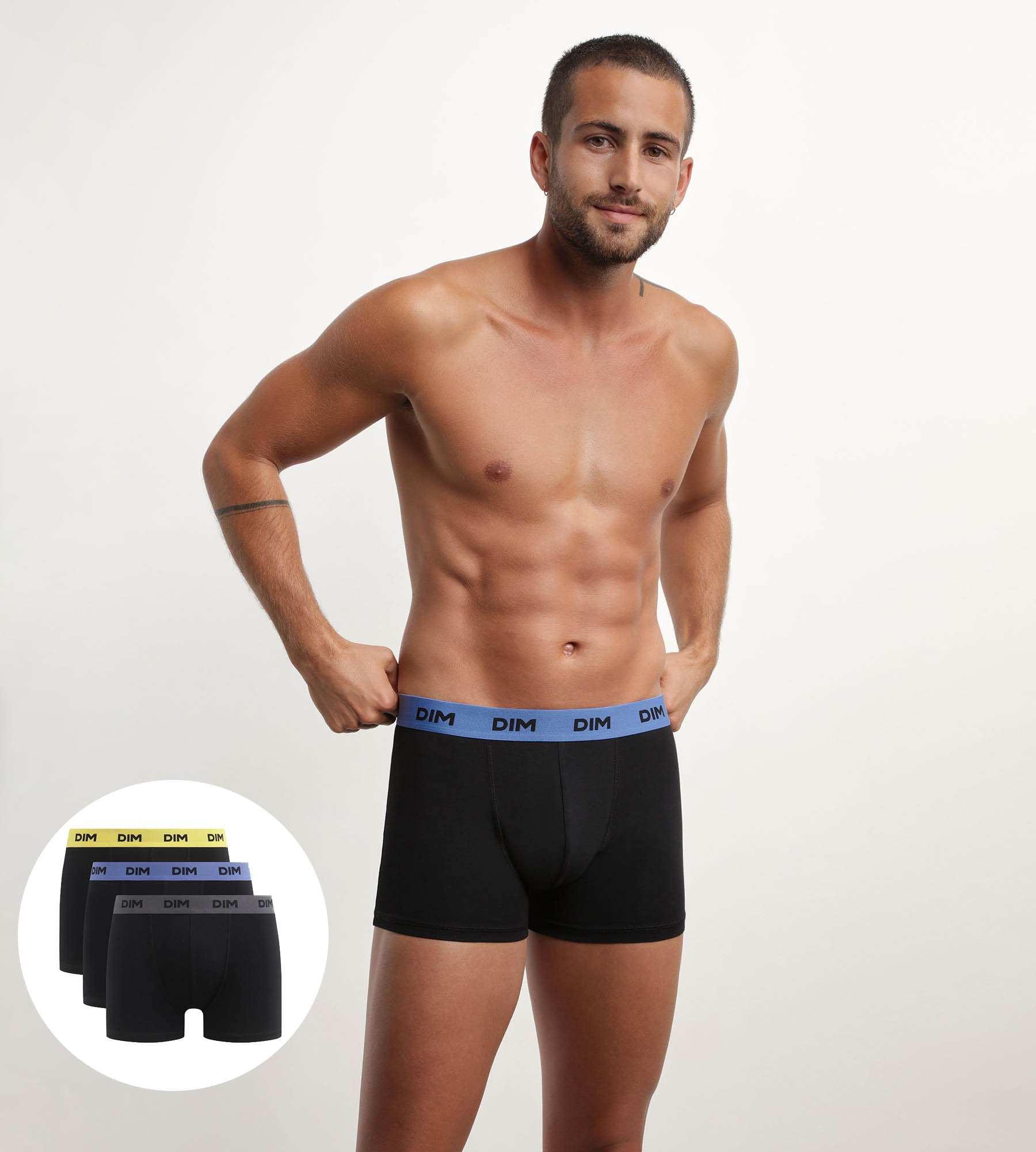 3 Pack Men's Black Boxer Briefs with Colorful Waistband - Mimosa, Lilac & Mix Colors - Comfortable Underwear for Daily Wear, Gym & Travel