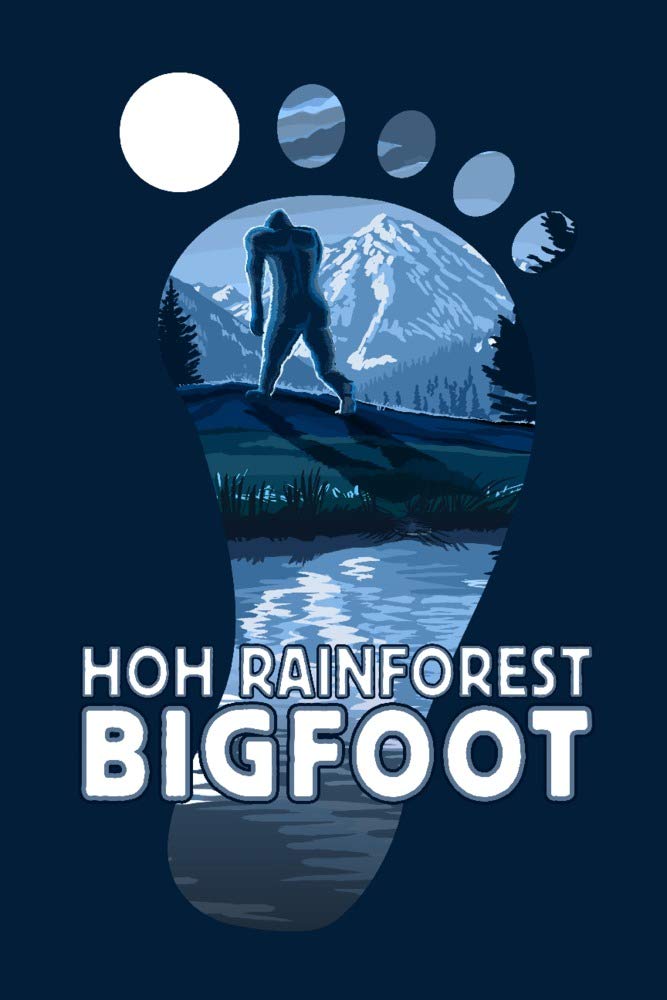 Lantern Press 16x24 Inch Giclee Art Print - Washington Hoh Rainforest Bigfoot Contour Wall Decor - Perfect for Living Room, Bedroom & Office Wall Art