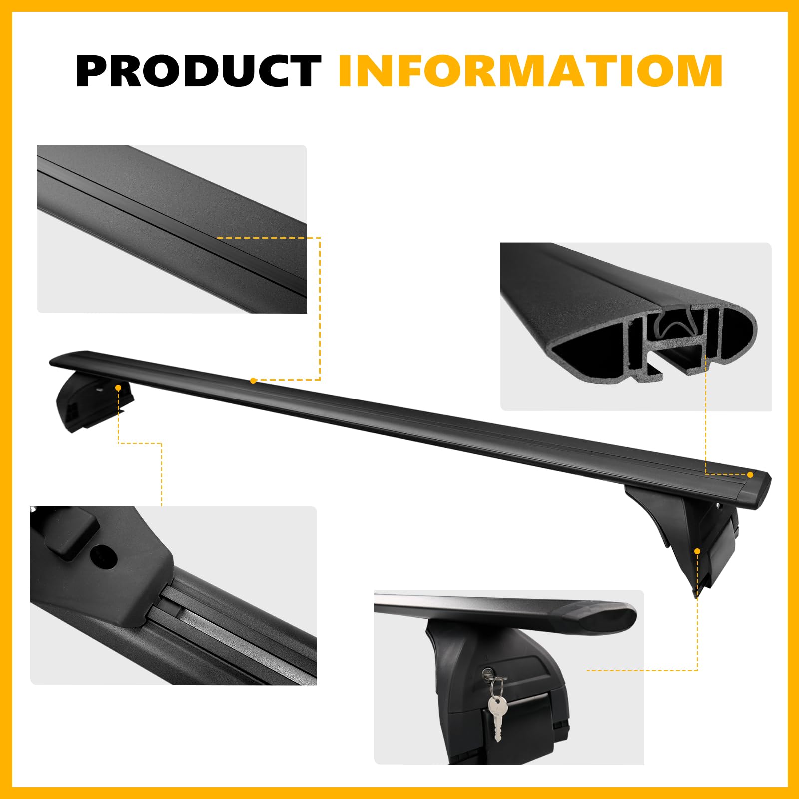 200 lbs Heavy Duty Aluminum Roof Rack Cross Bars for Jeep Wrangler JK JL & Gladiator JT (2007-2024) - Anti-Theft Locking System - Compatible with 2 & 4 Door Models - Perfect for Kayak, Bike, Ski & Luggage Racks - Ideal for Outdoor Adventures, Camping & Road Trips