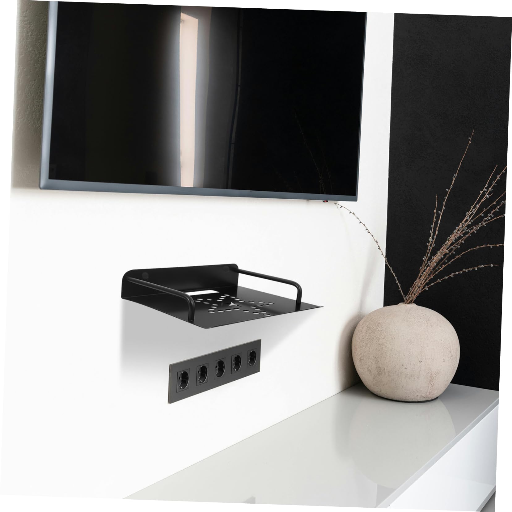 Lurrose 2-Pack Wall Mount Projector Bracket & Router Holder - Adjustable Wall Shelves for Home Network Equipment, Cable Management & Storage - Perfect for Home Theater, Office & Gaming Setup