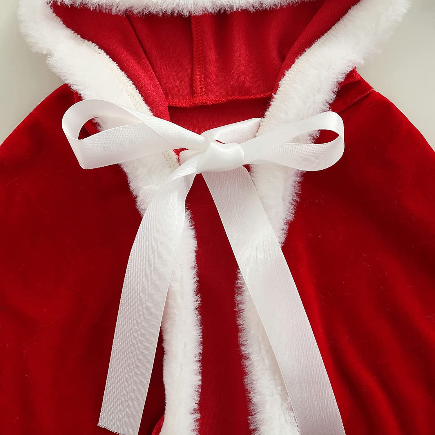 Santa Claus Red Velvet Hooded Cloak Cape for Toddler Girls - Christmas Costume Dress Up & Holiday Party Outfit