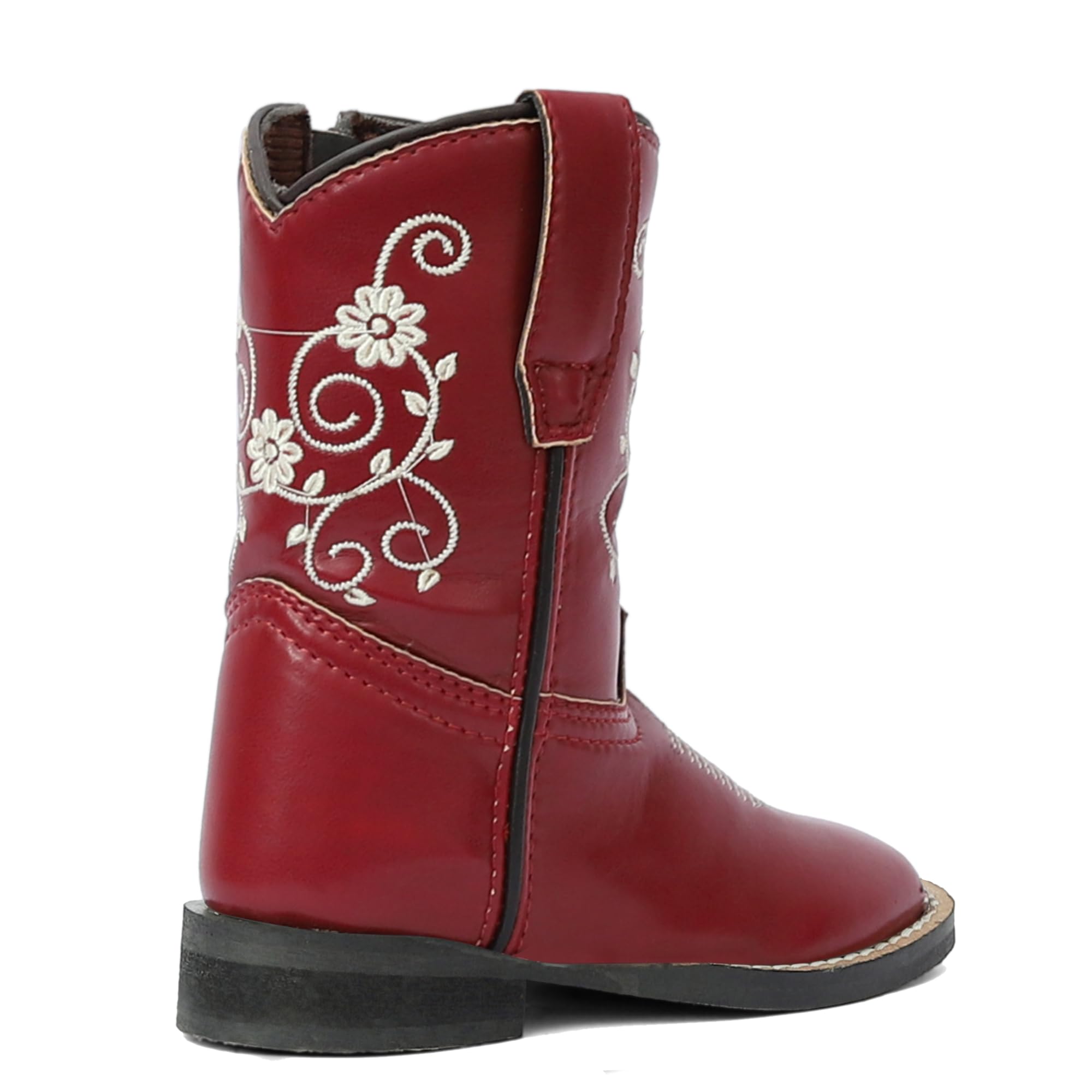 TuffRider Toddler Cowgirl Boots - Fire Red Floral Western Boots for Girls, Comfortable & Stylish Riding Boots for Kids - Perfect for Horseback Riding, Rodeos & Western Fashion