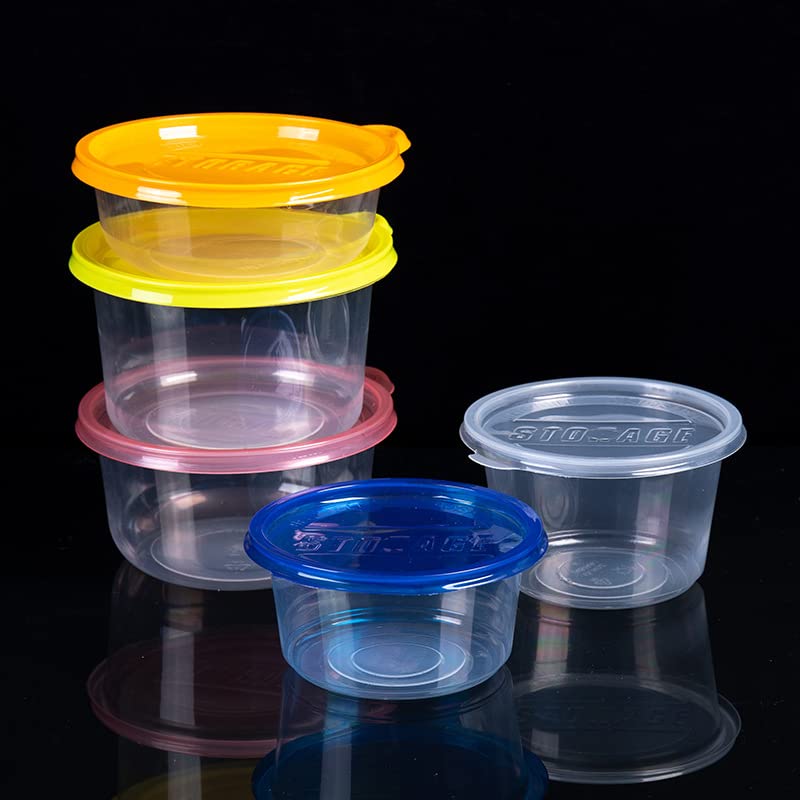 500-Pack Thickened Plastic Meal Prep Containers with Colorful Lids - Disposable Fast Food & Takeout Containers for Fries, Deli, and Meal Storage - BPA-Free, Translucent, Durable for Restaurants, Catering, and Home Use