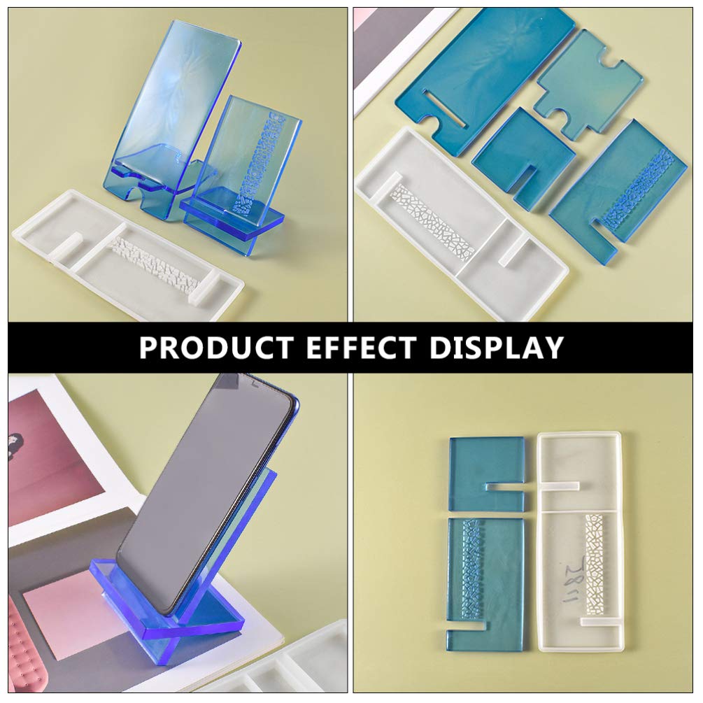 EXCEART 2-Pack Silicone Phone Stand Mold for Resin DIY Craft - Universal Holder for Smartphones & Tablets - Perfect for Home, Office, and Crafting Projects