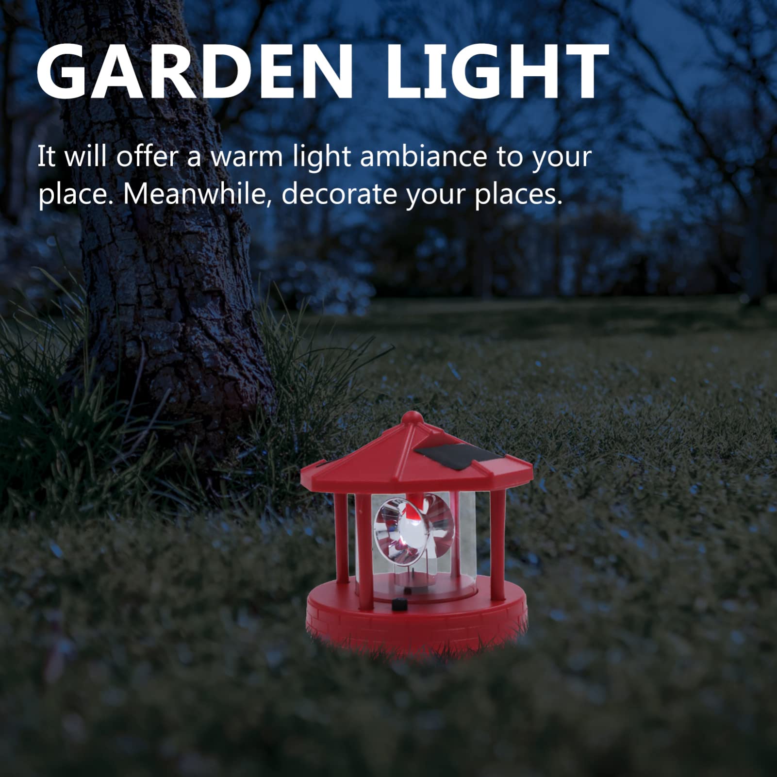 OSALADI 360 Degree Rotating Solar Powered Lighthouse Garden Lights - Waterproof Outdoor LED Solar Lantern Decor for Patio, Yard, Pathway & Landscape Lighting