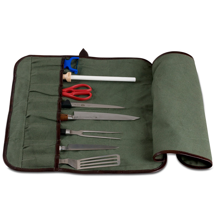 Premium 8-Pocket Leather Knife Roll for Chefs - Professional Knife Storage & Transport for Culinary Tools - Perfect for Kitchen, BBQ, Camping & Travel