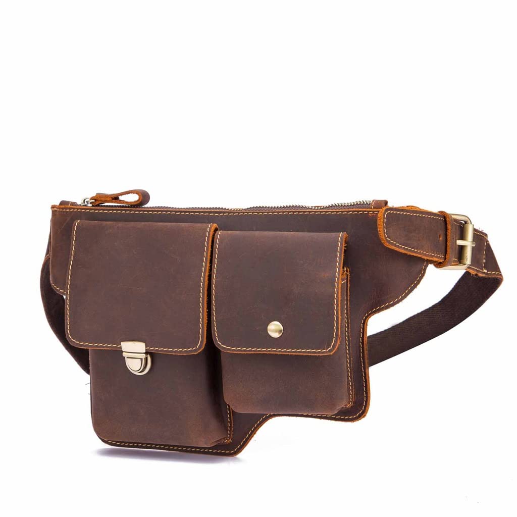 Men's Leather Crossbody Sling Bag - Stylish Casual Travel Fanny Pack with Phone Pouch | Perfect for Everyday Use, Gym, Hiking & Travel Accessories