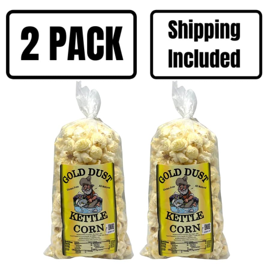 Premium Gold Dust Kettle Corn - Sweet & Salty Non-GMO Popcorn Snack | Fresh Popped in Nebraska | 2.5oz Bags (2-Pack) | Perfect for Movie Nights, Road Trips & Office Snacking