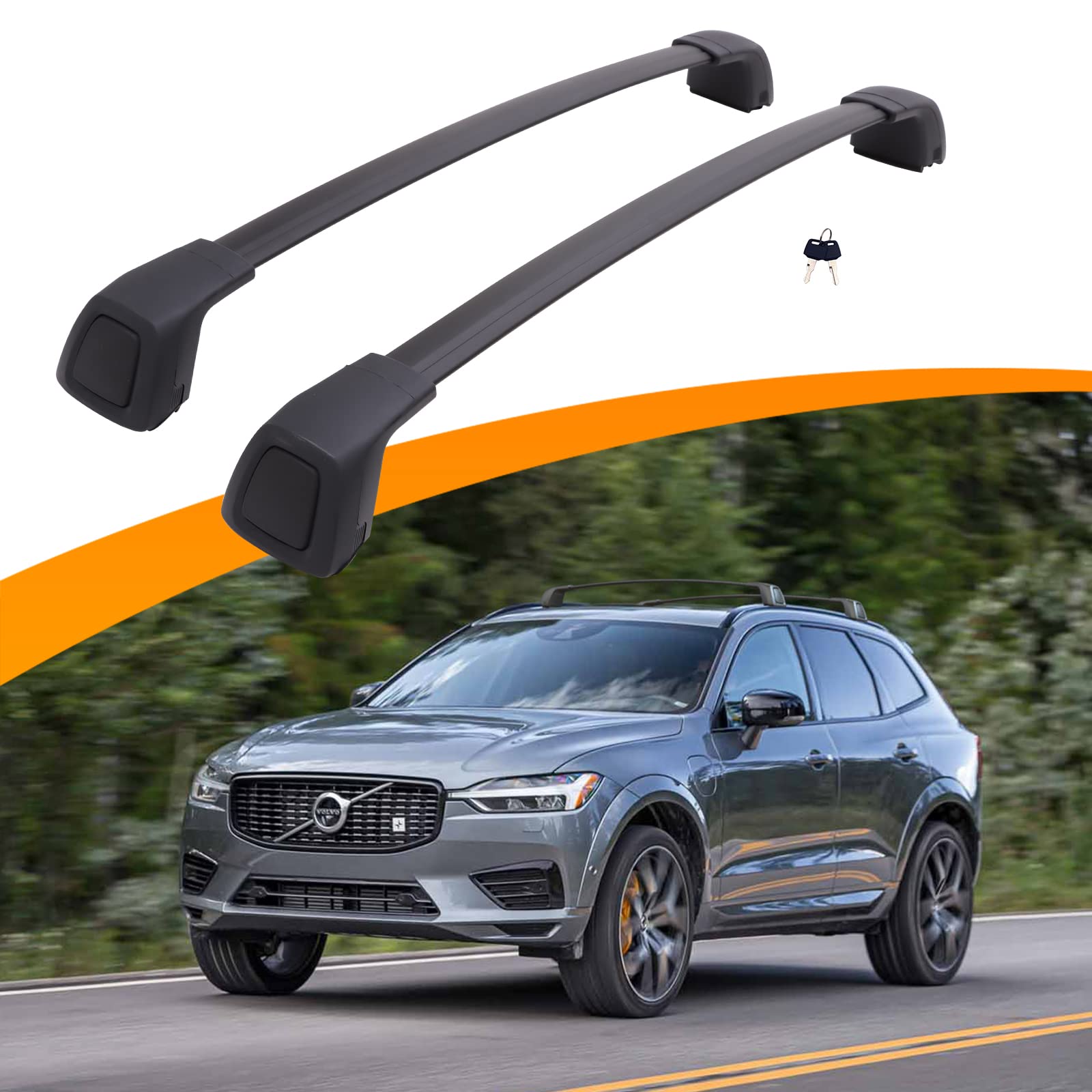 Lockable Roof Rack Cross Bars for Volvo XC60 2018-2025 - Heavy Duty Cargo Carrier Accessories | Perfect for Road Trips, Camping & Outdoor Adventures