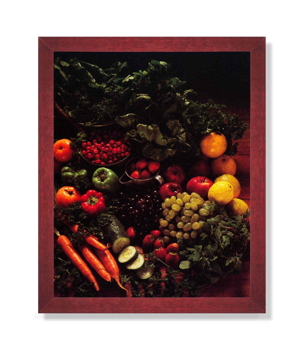 Apple Grapes Vegetable Kitchen Contemporary Framed Art Print - Modern Food Decor for Home, Dining Room & Restaurant Wall