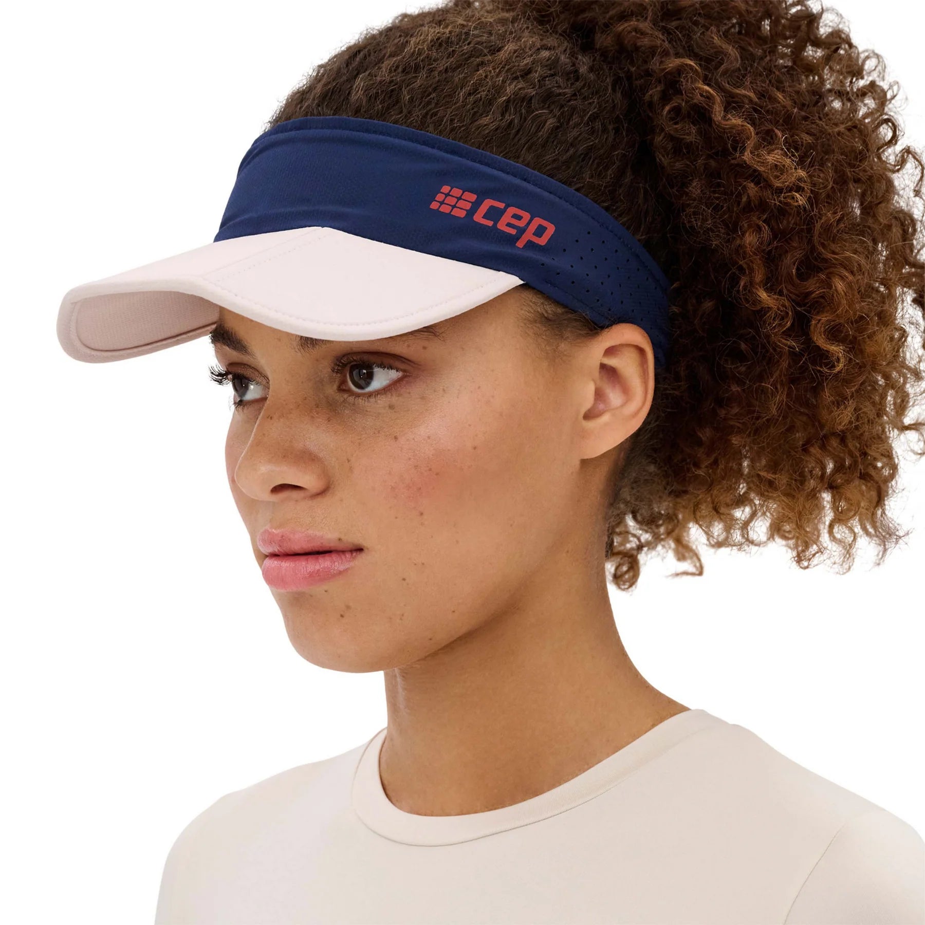 CEP Unisex Running Visor - Dark Blue & Cream - Lightweight & Breathable for Outdoor Sports, Jogging, and Hiking