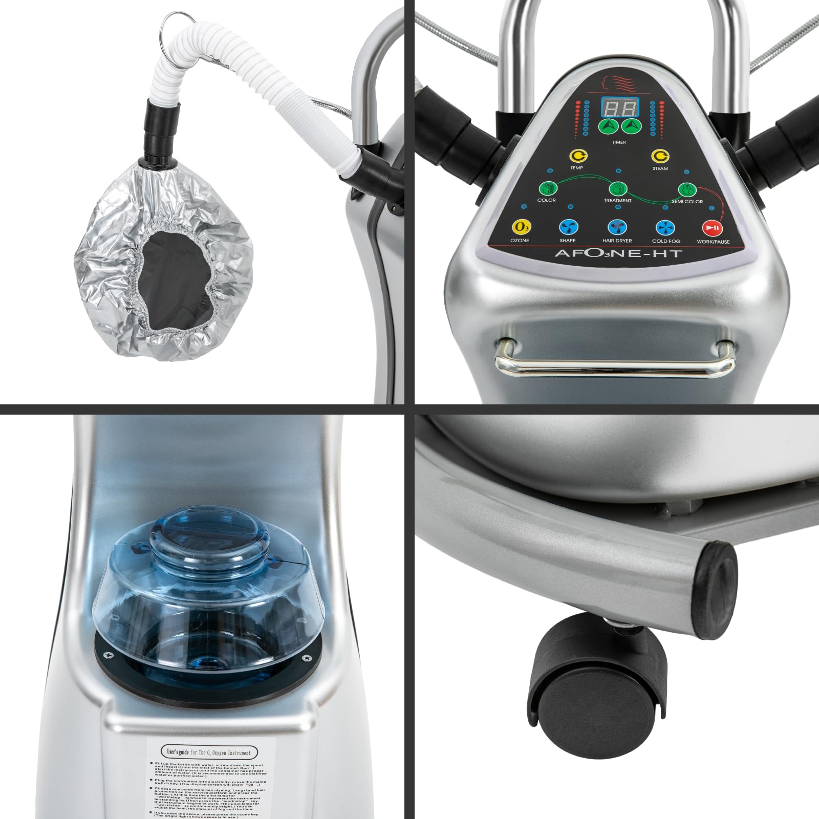 7 in 1 Professional Hood Hair Steamer with Adjustable Height & Wheels - Multifunctional Hair Treatment Machine for Perming, Coloring & Deep Conditioning | Salon & Home Use