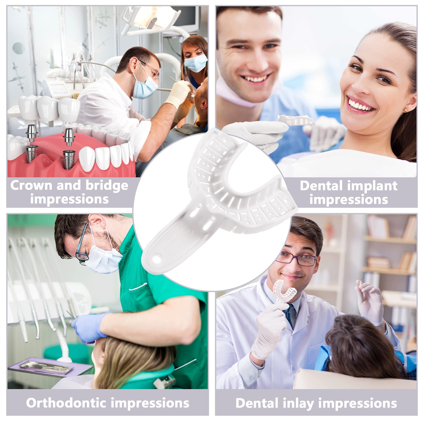 **Annhua 3 Sizes Disposable Dental Impression Trays for Adults & Kids – 6-Pack Perforated Upper & Lower Teeth Molds (White) – Perfect for Dentists, Orthodontics & Dental Labs**
