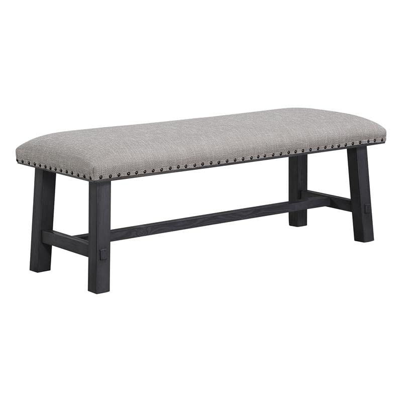 Callen Grey Fabric Bench with Nailhead Trim - Modern Home & Office Furniture for Entryway, Bedroom, or Living Room Seating