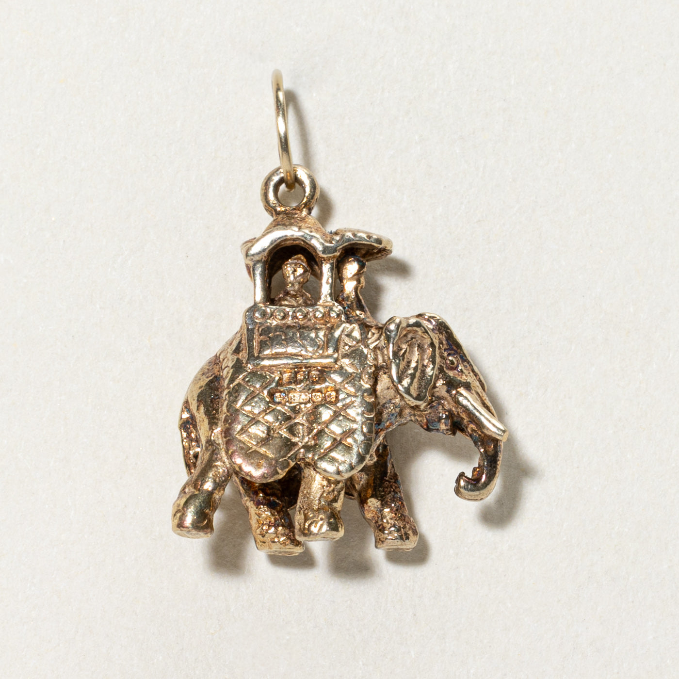 1977 Birmingham 9K Yellow Gold Elephant Charm Pendant - Vintage Jewelry for Necklace, Bracelet & Gift - Perfect for Animal Lovers & Collectors