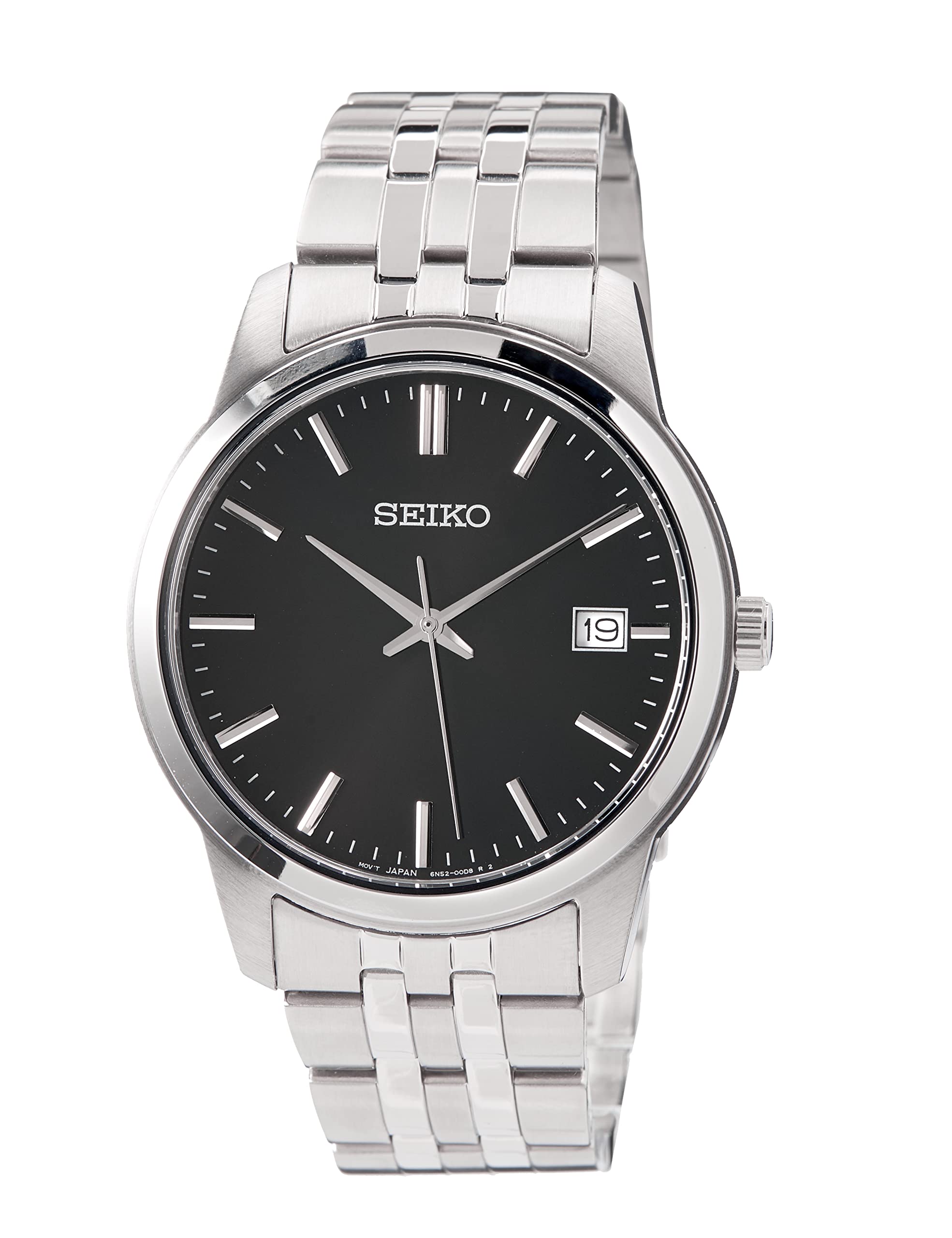 Seiko Essential Quartz Black Dial Stainless Steel Men's Watch SUR401 - Elegant Dress Watch for Business, Formal Occasions & Everyday Wear