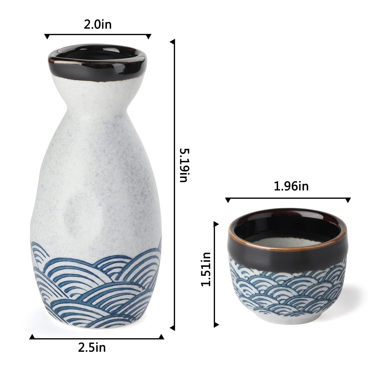 Premium Ceramic Sake Bottle Set - Traditional Japanese Sake Server with Bamboo Lid - Perfect for Sake Tasting, Dinner Parties & Asian Cuisine