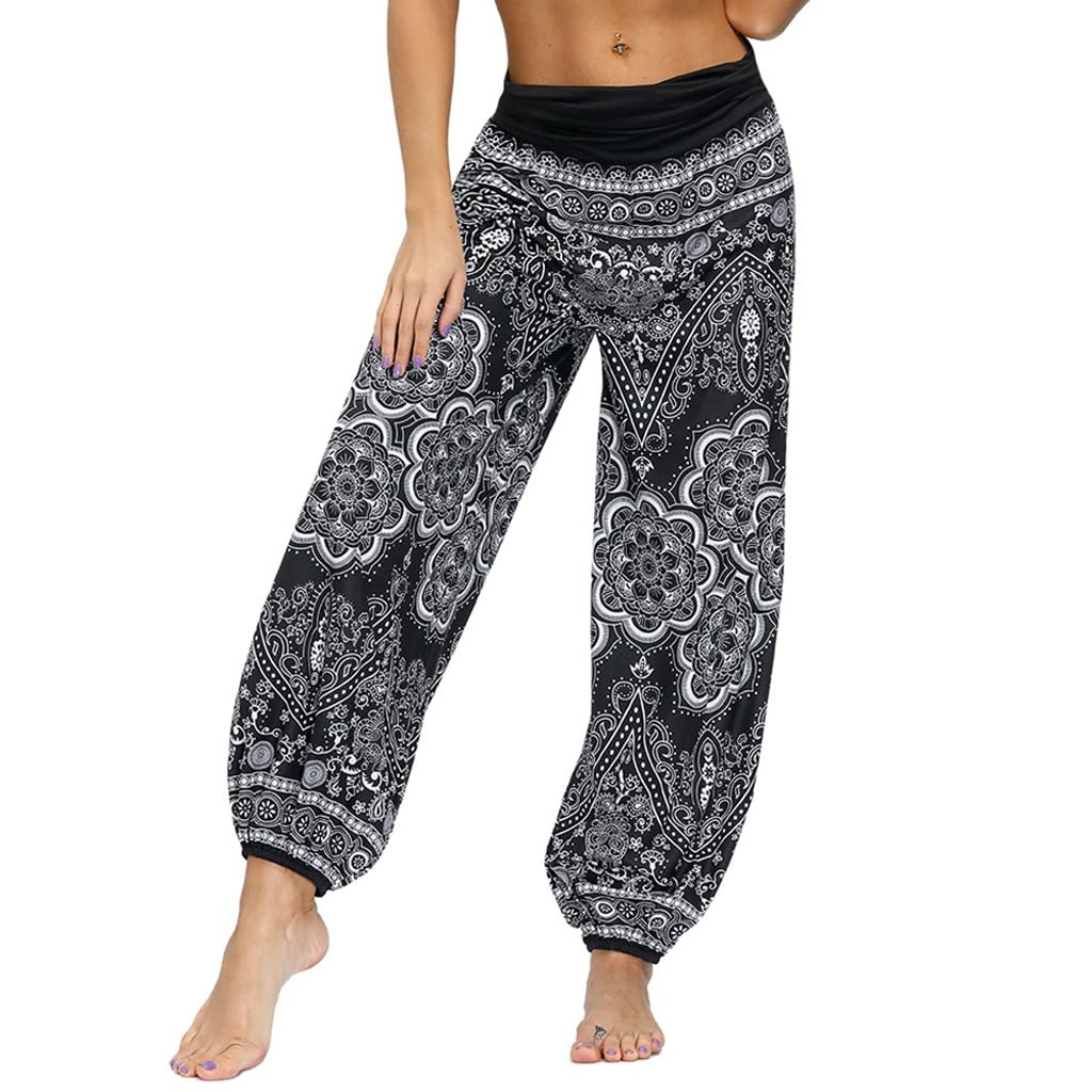 WPYYI Women's Harem Pants - Bohemian Yoga Pants for Women, Hippie Casual Loose Fit Gypsy Pants, Comfortable Boho Lounge Pants for Yoga, Meditation, Beach & Festival Wear
