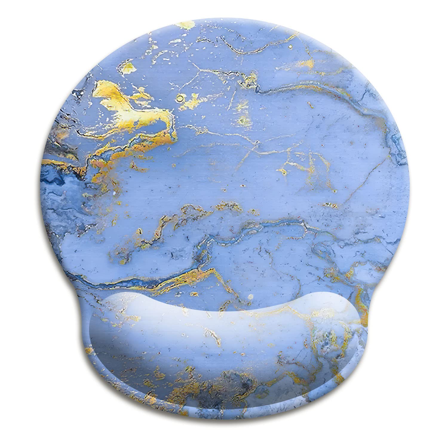 Ergonomic Mouse Pad with Wrist Support - Gel Cushion & Non-Slip Rubber Base - Pain Relief Computer Mousepad for Laptop & PC (9x10 Inch, Blue Gold Marble) - Perfect for Office, Gaming & Long Work Sessions