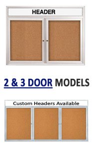 Weatherproof Enclosed Outdoor Bulletin Board with Custom Header - 2 or 3 Door All-Metal Display Case (35+ Sizes) for Schools, Parks & Business Communication