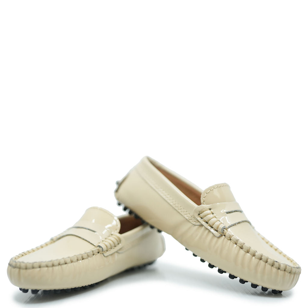 Atlanta Mocassin Beige Patent Leather Driving Loafers - Comfortable Slip-On Shoes for Men | Perfect for Casual Wear, Office & Driving