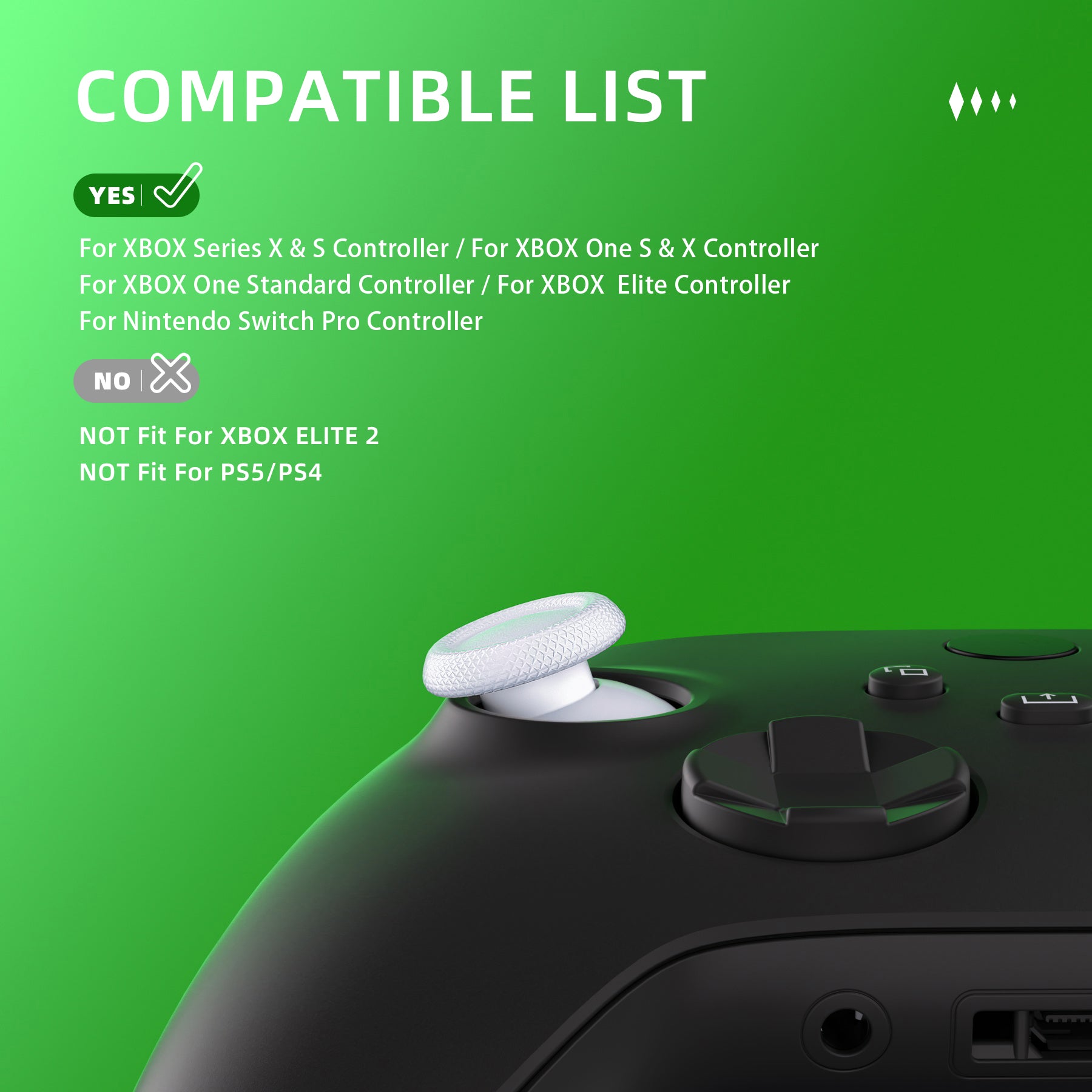 eXtremeRate EDGE Sticks Replacement Interchangeable Thumbsticks for Xbox Series X/S, Xbox Core, Xbox One X/S, Xbox Elite V1 & Nintendo Switch Pro Controller - Robot White - Perfect for Gaming, Customization & Enhanced Control Experience