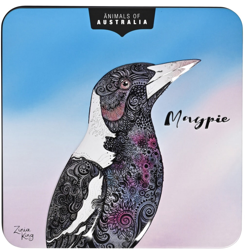 Banksia Red Animals of Australia Magpie Tin - Lemon Myrtle Butter Finger Biscuits 150g | Australian Gourmet Cookies for Tea Time, Gifts & Snacking