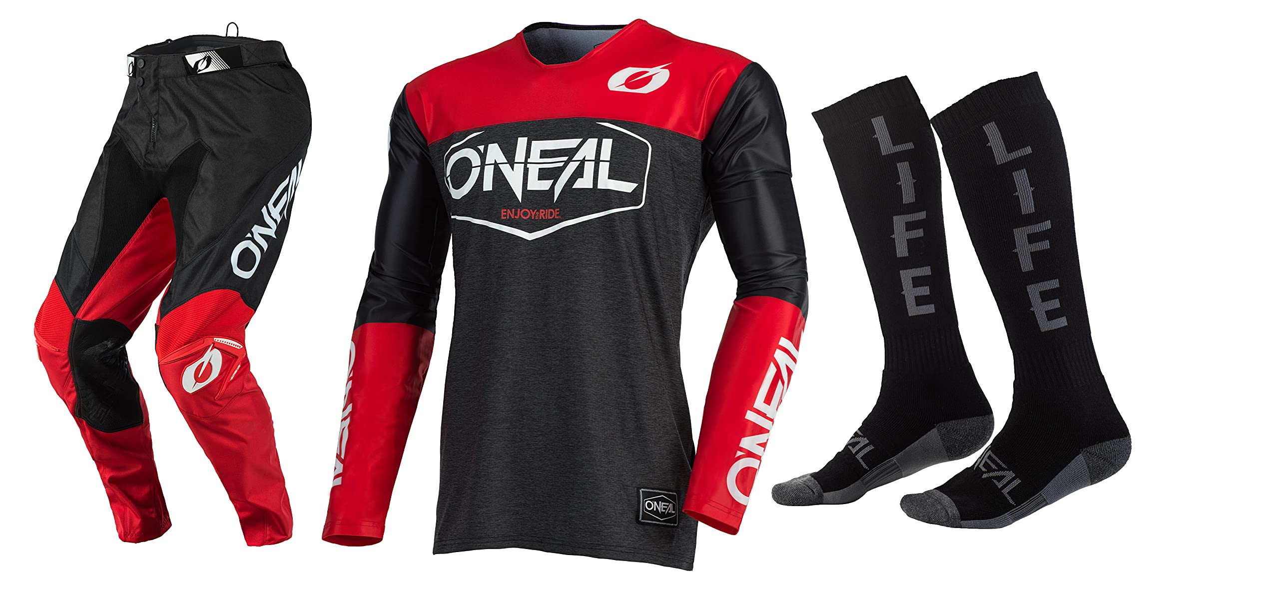 Oneal Mayhem-Lite Hexx Black Jersey Pant Socks Combo - Motocross & Off-Road Riding Gear for Men - Durable & Comfortable MX Racing Outfit