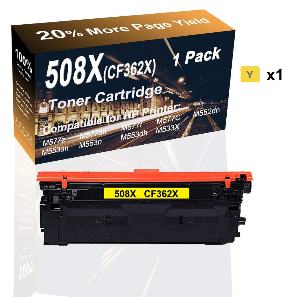 High Capacity 508X CF362X Toner Cartridge (1-Pack, Yellow) - Compatible with HP M553dh M533X MFP M577C Printers - Ideal for Office Printing & High-Volume Documents