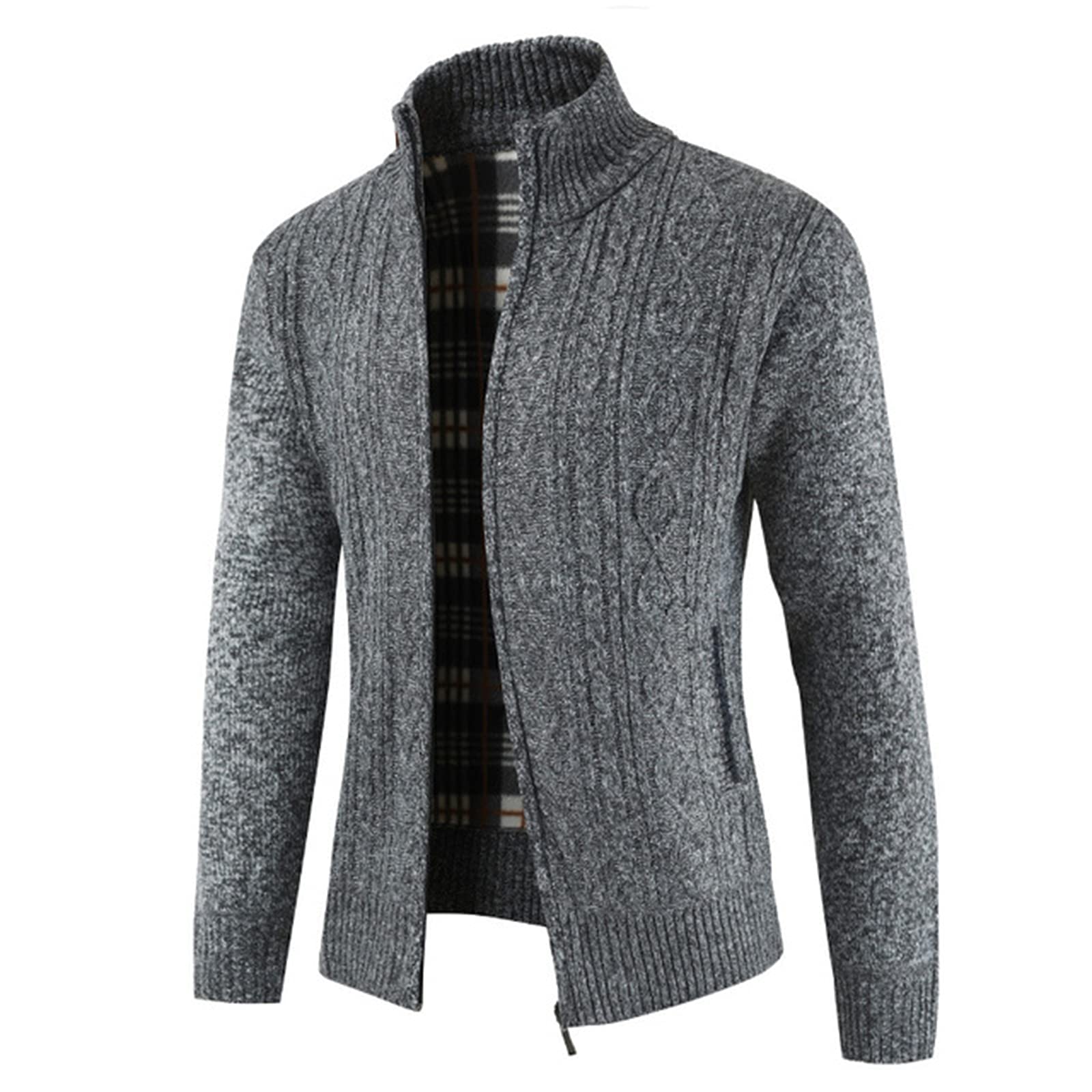 CIDUREY Men's Knitted Cardigan Sweater - Stand-Up Collar Padded Jacket for Casual Wear & Outdoor Activities | Warm Winter Fashion for Office, Dating & Travel