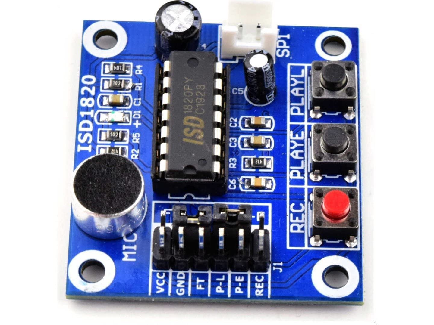 CANADUINO® ISD1820 Voice Recording Module - 8 to 20 Seconds Recording Time with Built-in Microphone & Speaker - Perfect for DIY Electronics, Voice Messages, and Educational Projects