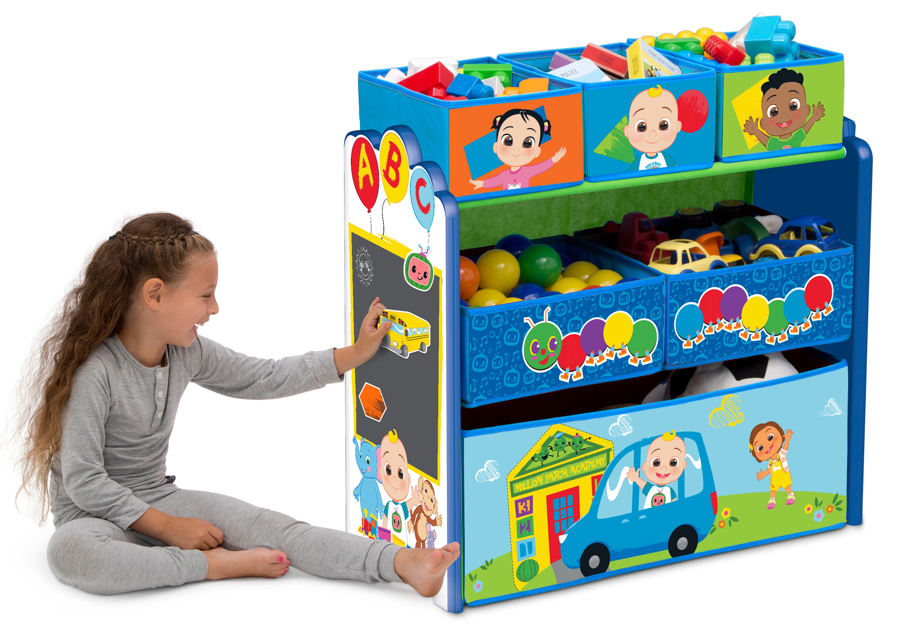 CoComelon 6 Bin Toy Organizer for Kids - Colorful Storage Bins with Fun Designs - Perfect for Playroom, Bedroom & Classroom Organization