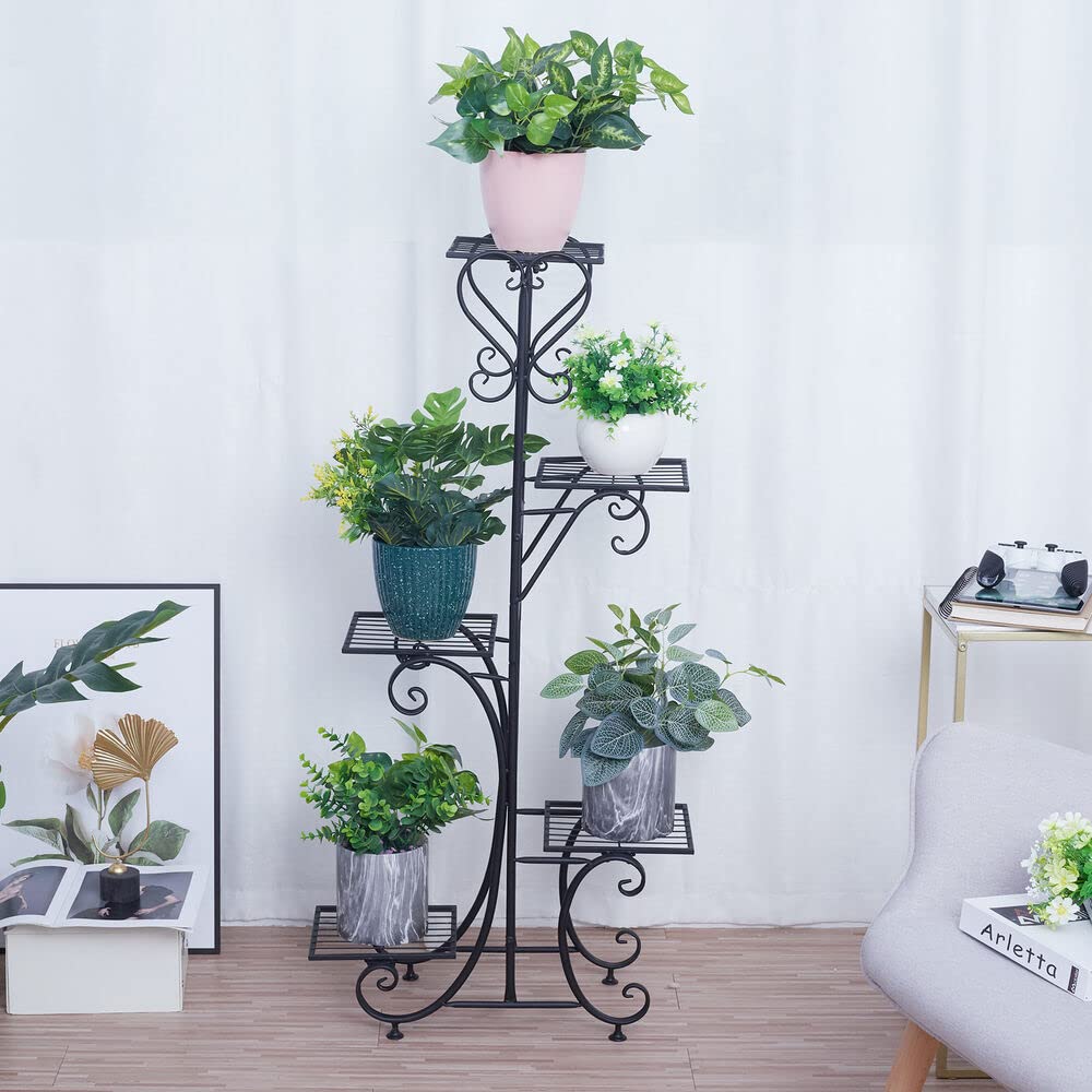 5-Tier Modern Metal Plant Stand for Outdoor Garden, Patio, Balcony - Flower Pots Holder - Perfect for Small Spaces & Home Decor