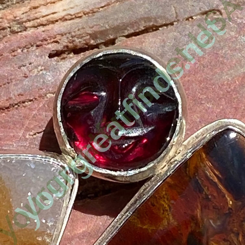 Elegant Sterling Silver Garnet Pendant with Jasper Quartz Druzy - Perfect for Necklaces, Gifts & Special Occasions