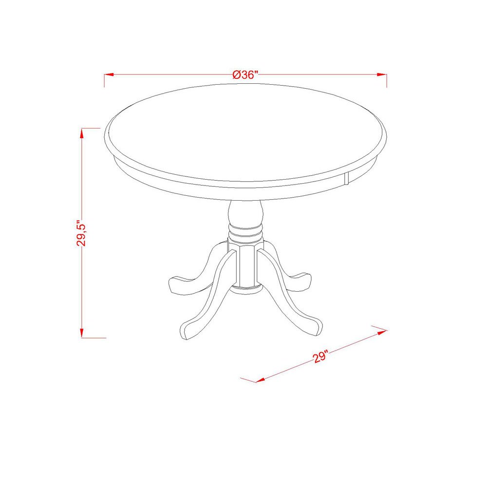 East West Furniture ANBR5-LWH-02 5-Piece Round Dining Table Set with Pedestal Base & 4 Light Beige Linen Parsons Chairs, 36x36 Inch, Linen White - Perfect for Small Kitchen, Breakfast Nook, and Apartment Dining Spaces