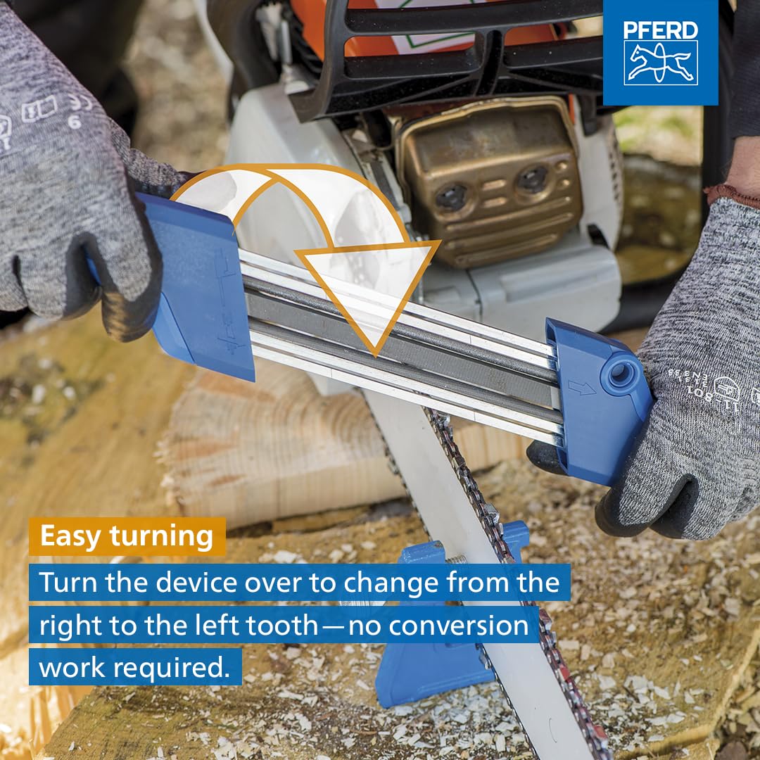 PFERD 17304 Professional Chainsaw Sharpener Kit - 7/32 Inch File with Built-in Depth Gauge | Ergonomic Design for Easy Sharpening | Perfect for Wood Cutting, Tree Trimming & Forestry Work
