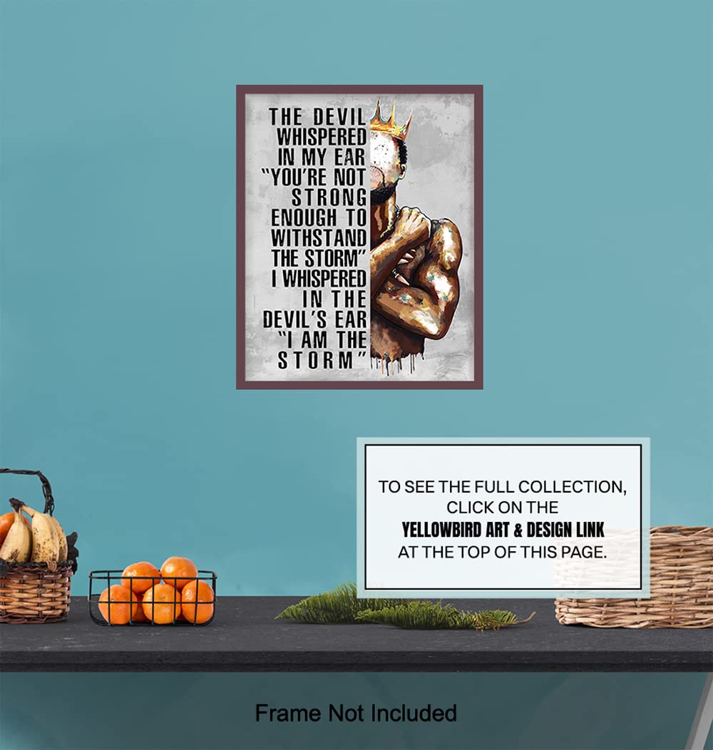 Black Art for Men - Motivational Posters & Afro Wall Decor for Office & Man Cave