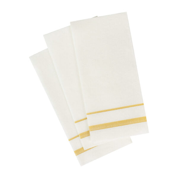 Premium Linen-Like Guest Towels with Gold/Silver Trim - 20-Pack White Bathroom Towels for Hotels, Spas, and Luxury Home Decor