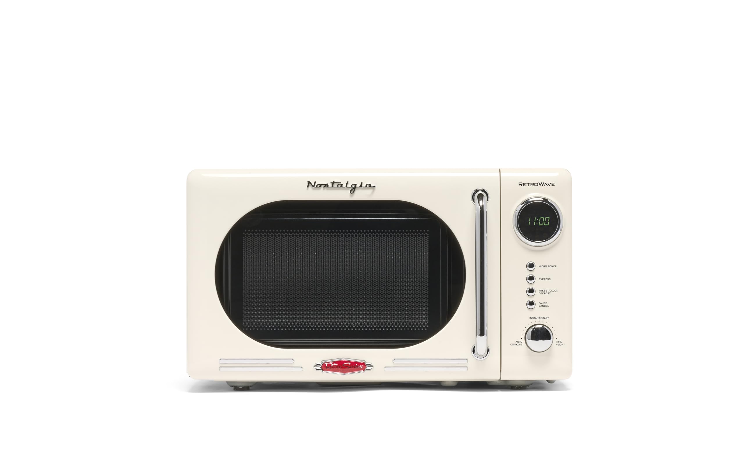 Nostalgia NRMO7IVY6A Retro Compact Countertop Microwave Oven - 0.7 Cu. Ft, Ivory White - Perfect for Small Kitchens, Dorms, Offices & RVs
