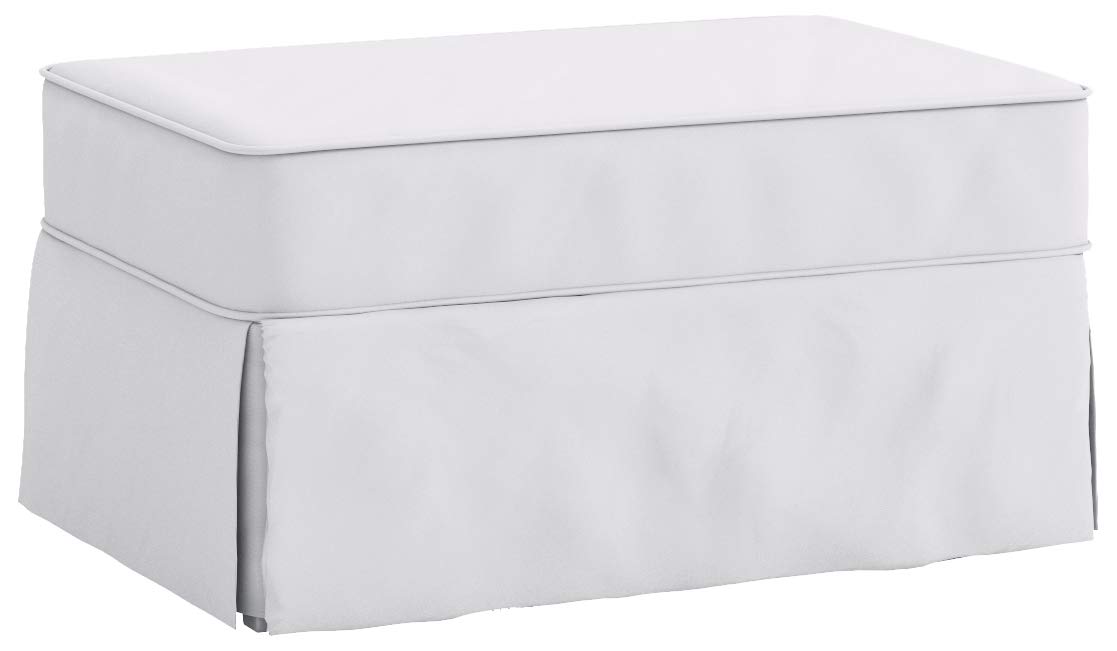 Premium Cotton Ottoman Slipcover Replacement for Pottery Barn PB Comfort Ottoman - Dense Sofa Footstool Cover in Comfort White | Perfect for Living Room, Bedroom & Home Decor