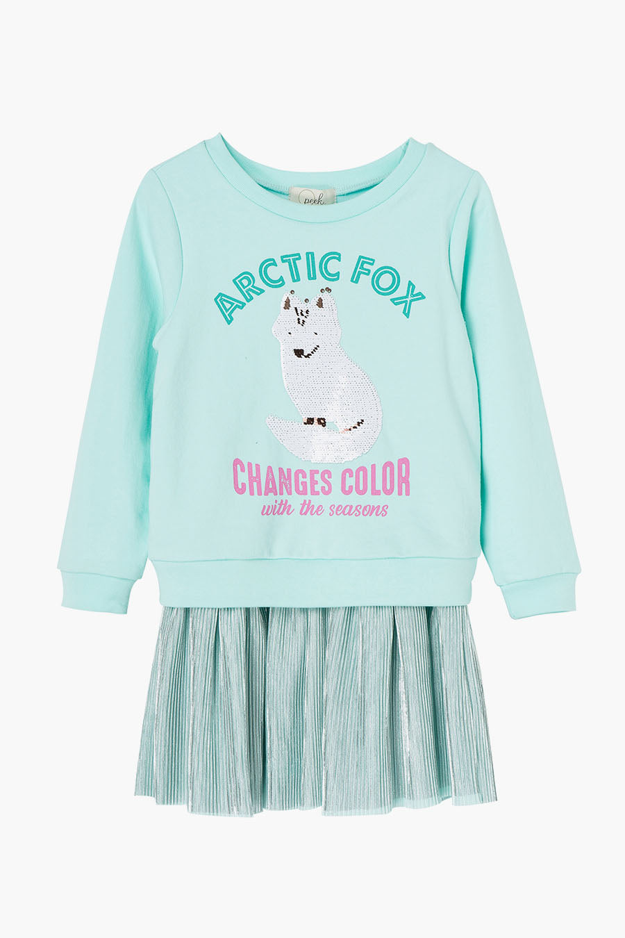 Arctic Fox Print Girls Dress for Kids - Size 4/5 | Cute Winter Outfit for Playdates & Holiday Parties