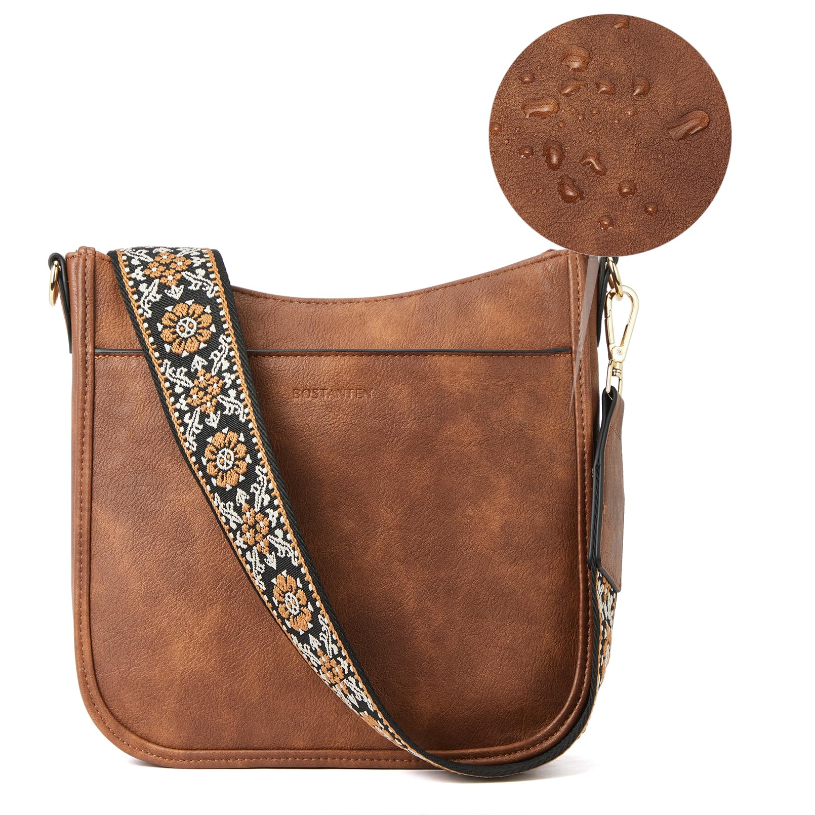 BOSTANTEN Vegan Leather Crossbody Bag for Women - Stylish Hobo Purse for Daily Use